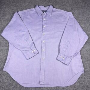 Polo Ralph Lauren Andrew Shirt Mens 18 34/35 Purple Herringbone 100% Cotton L/S